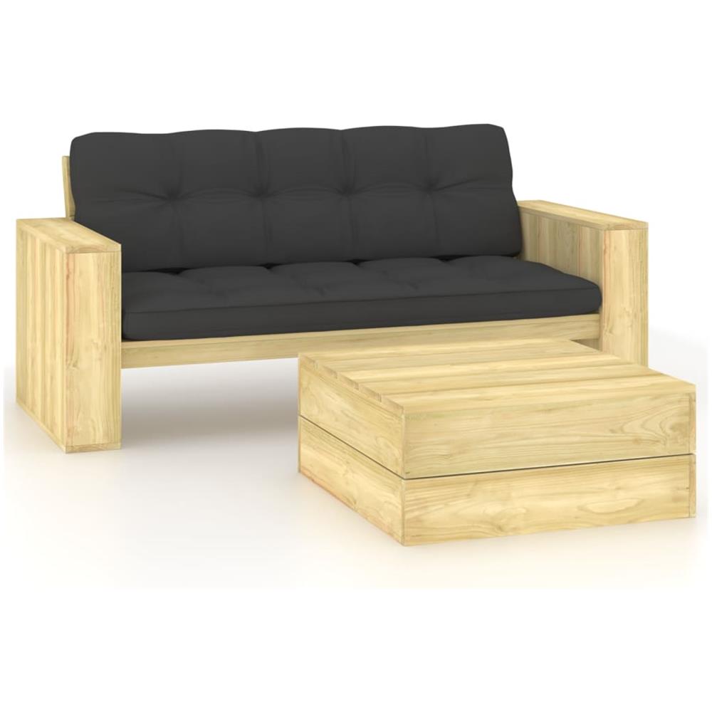 Set Divani da Giardino 2 pz con Cuscini Legno Pino Impregnato - Foto 1
