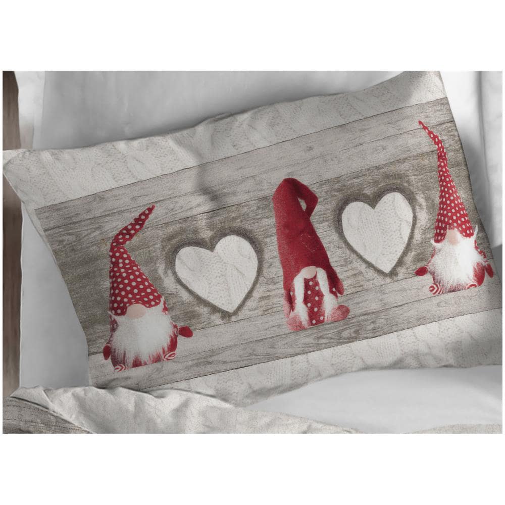 Copripiumino Sacco Piumone Cotone Flanella Pensieri Delicati Disegno Gnomi Elfi Matrimoniale Rosso - Foto 7