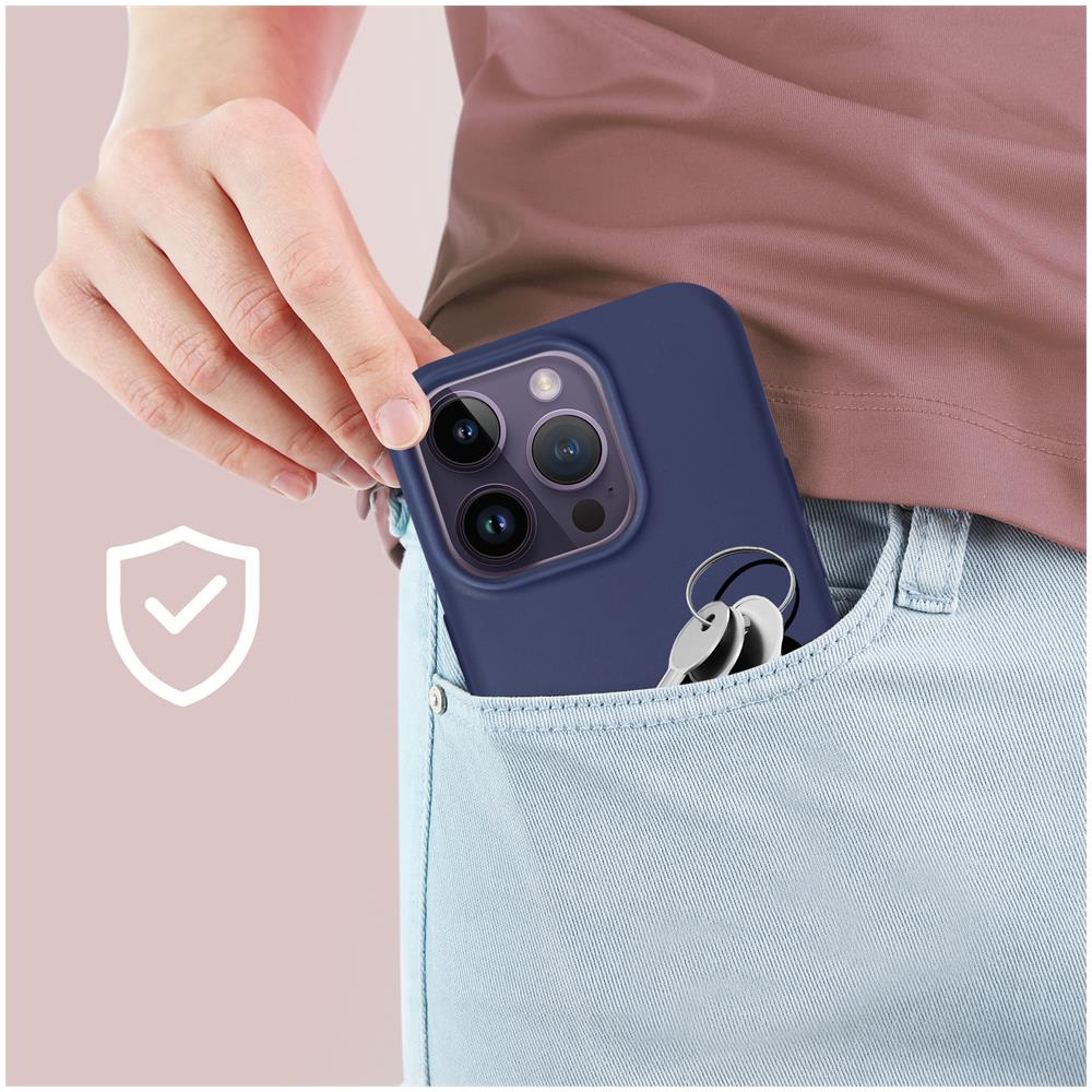 Cover Iphone 14 Pro Max Silicone Flessibile Finitura Opaca Blu Notte - Foto 5
