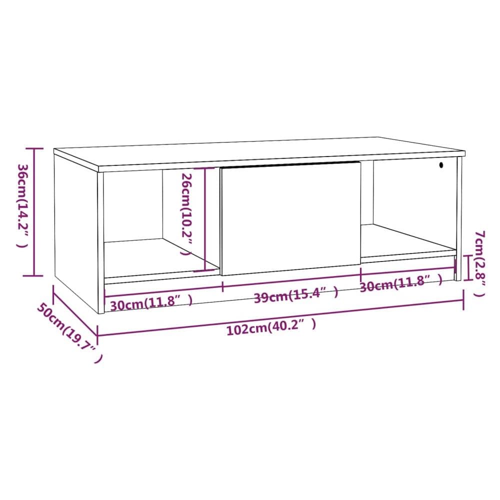 Tavolino Salotto Grigio Cemento 102x50x36 Cm Legno Multistrato - Foto 7