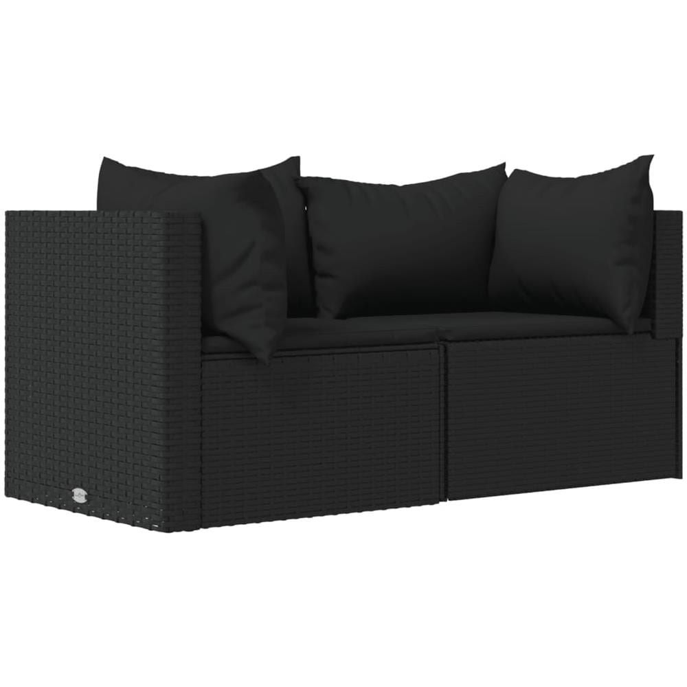Divani Angolari Da Giardino Con Cuscini 2pz In Polyrattan Nero - Foto 2