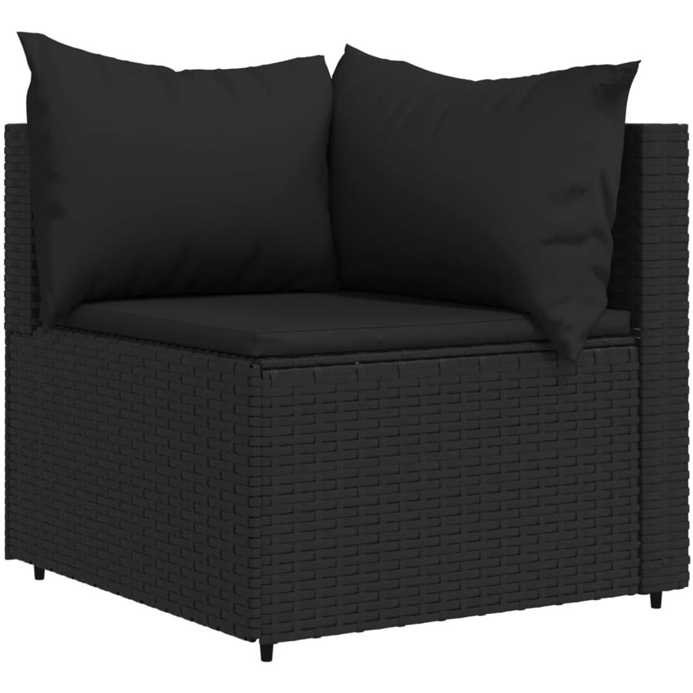 Divani Angolari Da Giardino Con Cuscini 2pz In Polyrattan Nero - Foto 3