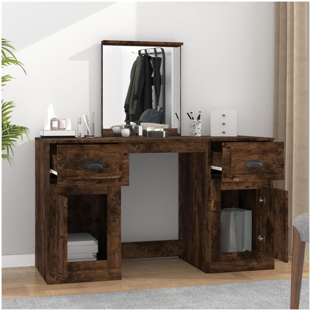 Toeletta Con Specchio Rovere Fumo 130x50x132,5 Cm - Foto 3