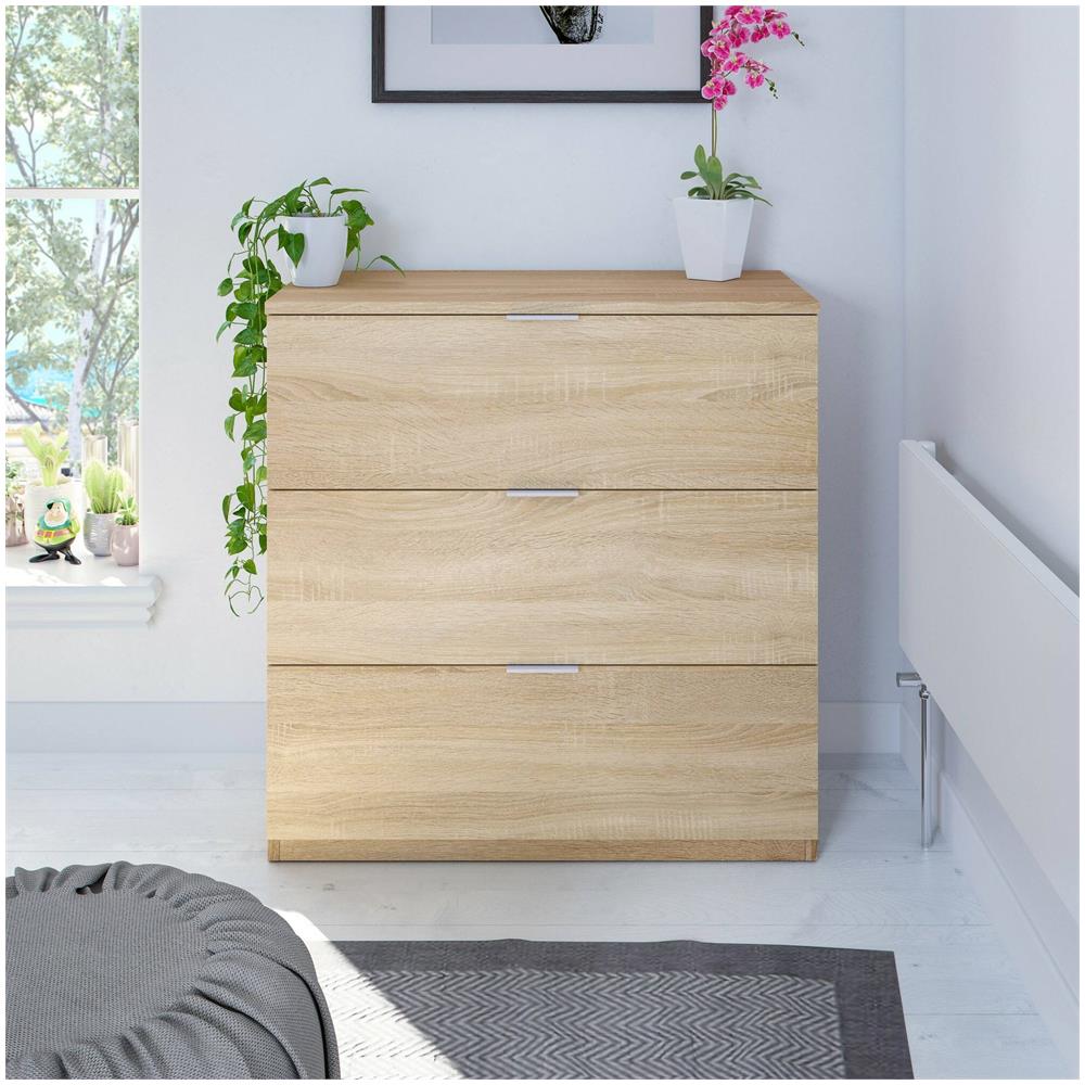 Cassettiera Whittier, Cassettiera Camera Da Letto, Settimino A 3 Cassetti, 77x38h80 Cm, Rovere - Foto 1