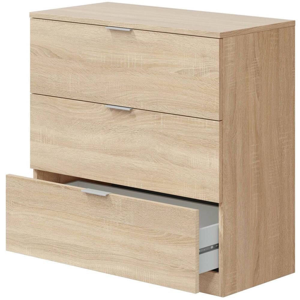 Cassettiera Whittier, Cassettiera Camera Da Letto, Settimino A 3 Cassetti, 77x38h80 Cm, Rovere - Foto 2