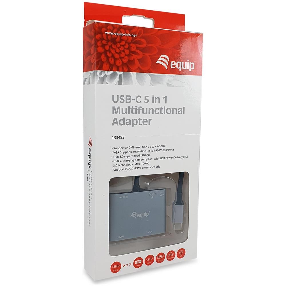 133483 replicatore di porte e docking station per laptop Cablato USB 3.2 Gen 1 (3.1 Gen 1) Type-C Nero, Grigio - Foto 4