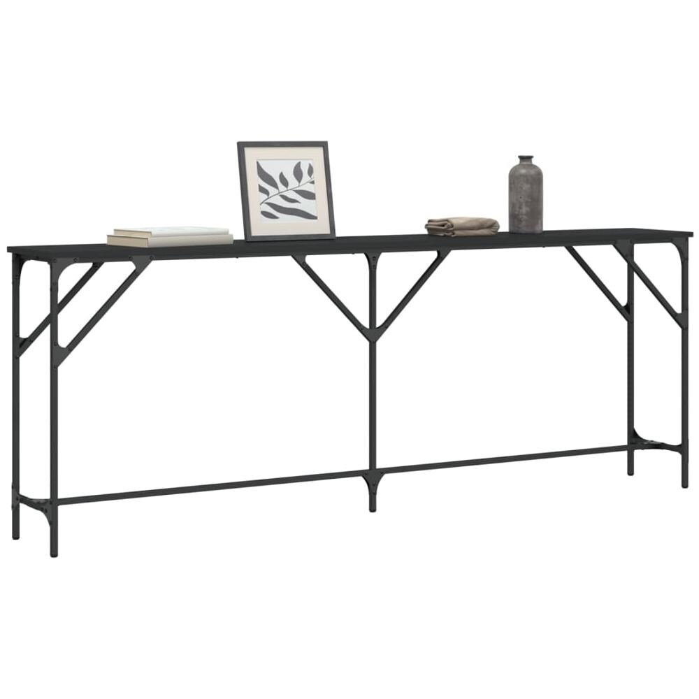 Tavolino Consolle Nero 200x29x75 Cm In Legno Multistrato - Foto 3