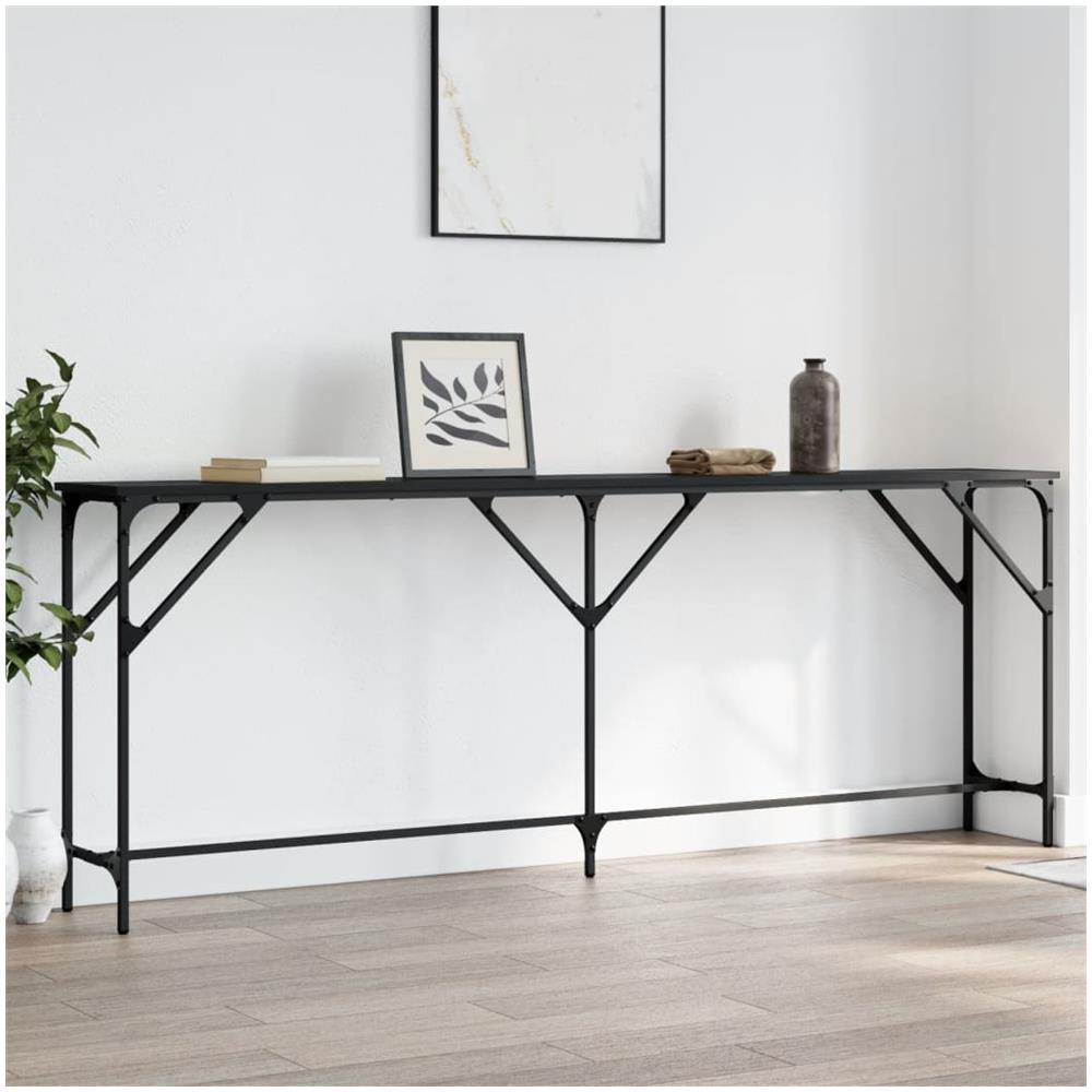Tavolino Consolle Nero 200x29x75 Cm In Legno Multistrato - Foto 1