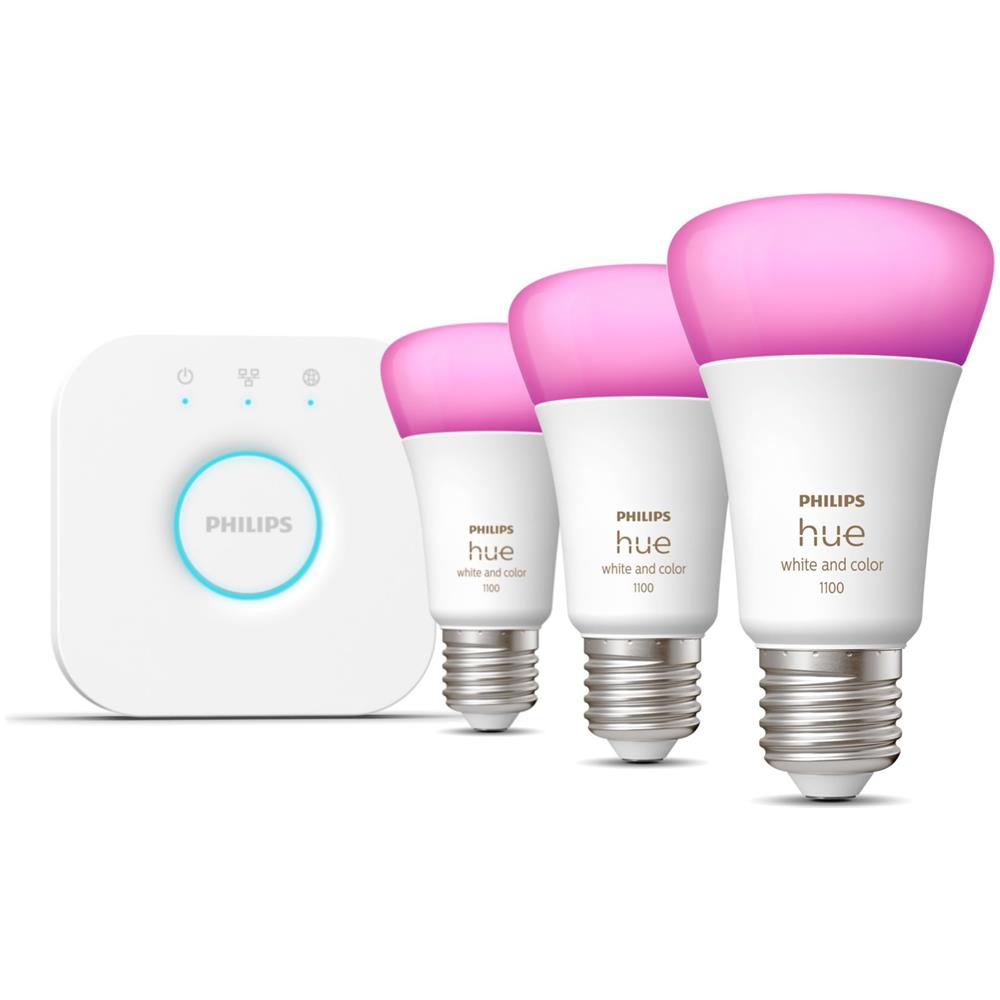 Philips Hue White and Color ambiance Starter Kit Bridge + 3 Lampadine Smart E27 75W - Foto 1