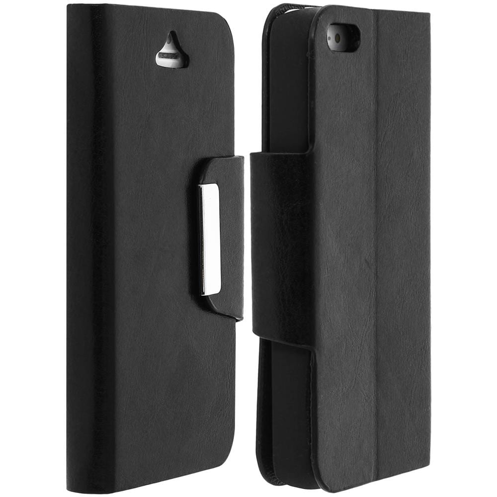 Custodia Portafoglio Stile Vintage Per Apple Iphone Se, 5 E 5s - Nera - Foto 1