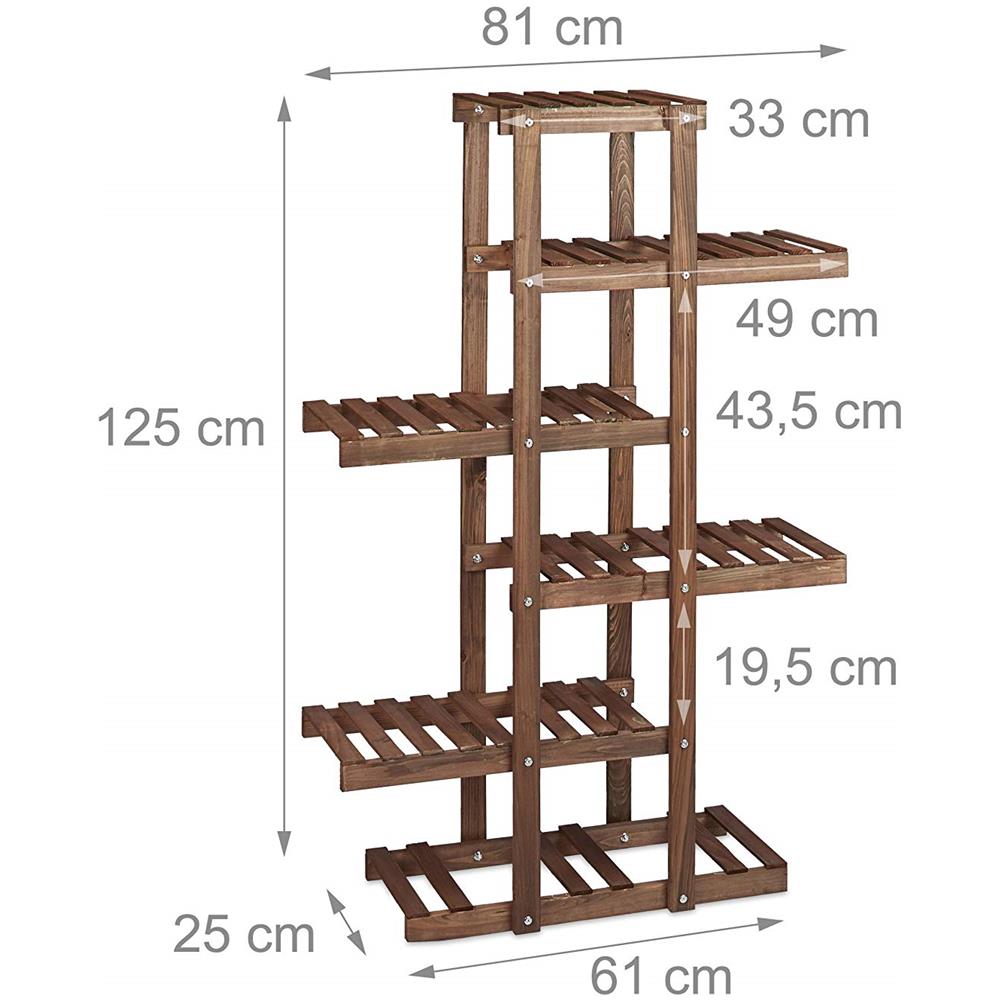 10020746 532 Scaffale Porta-fiori 5 Ripiani Legno Fioriera Verticale A Scala Da Interno Hlp: 125 X 81 X 25 Cm Marrone Scuro - Foto 2
