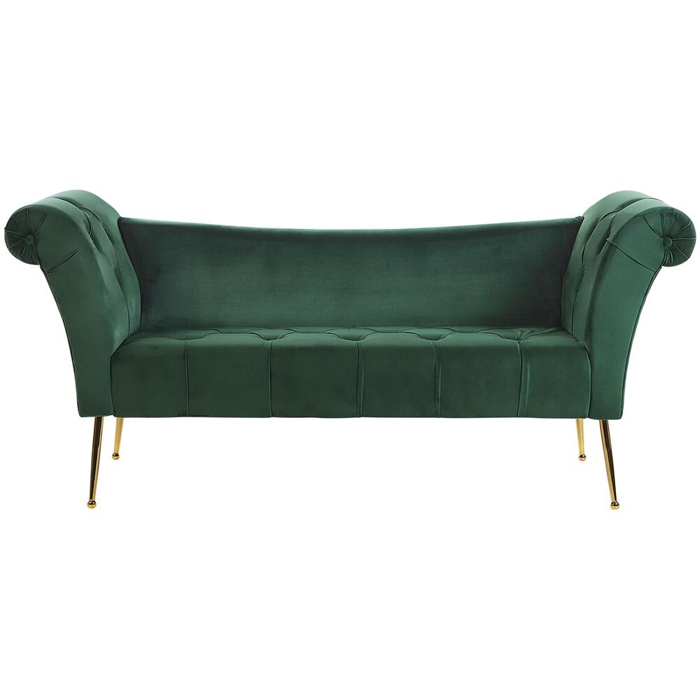 Chaise Longue In Velluto Verde Scuro Nantilly - Foto 1
