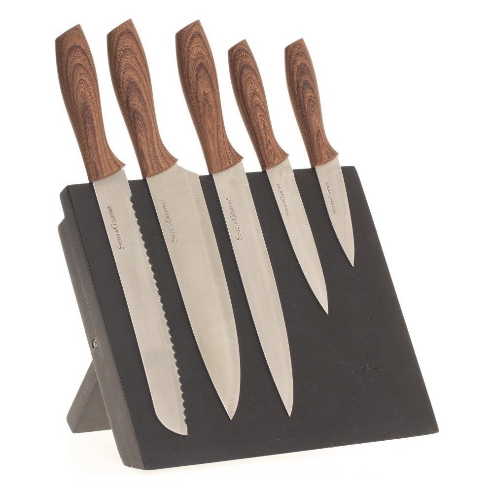 Coltelli Da Cucina Su Supporto Magnetico, 5 Pezzi, - Foto 1