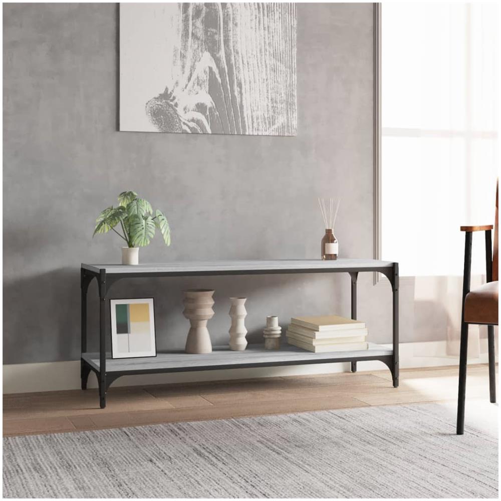 Mobile Tv Grigio Sonoma 100x33x41cm Legno Multistrato E Acciaio - Foto 10