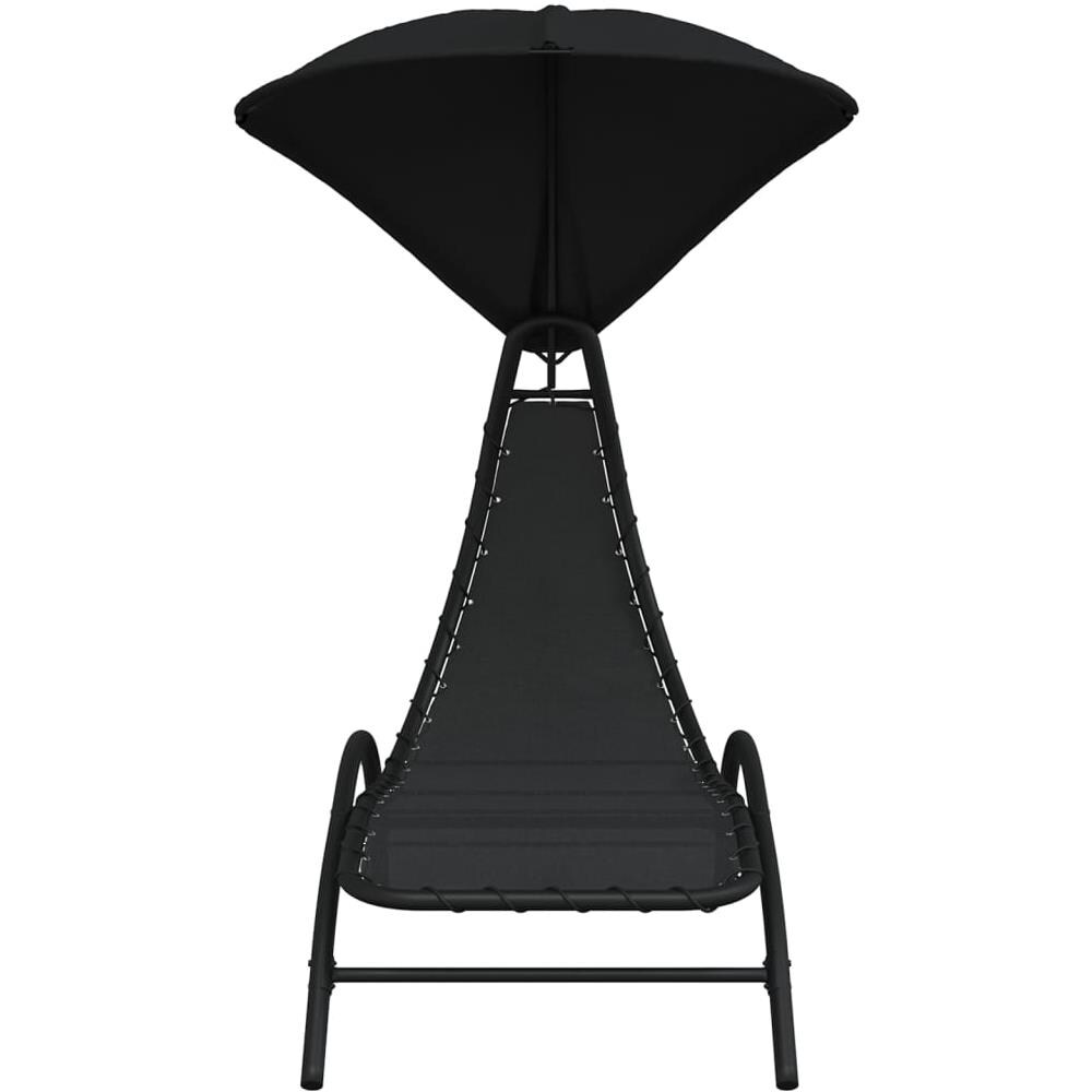 Lettino Prendisole Tettuccio Nero 167x80x195cm Tessuto Acciaio - Foto 3