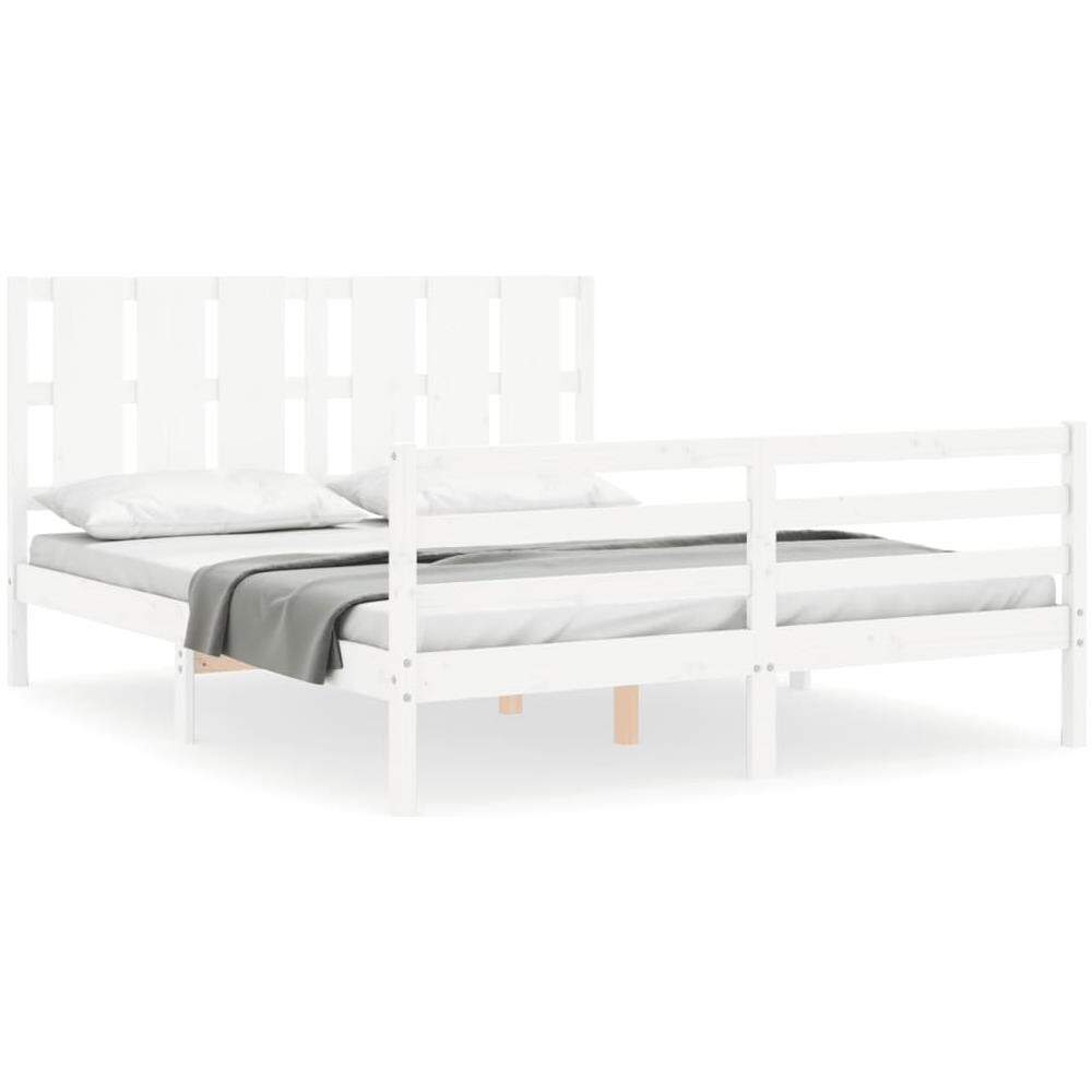 Giroletto con Testiera Bianco King Size in Legno Massello - Foto 2