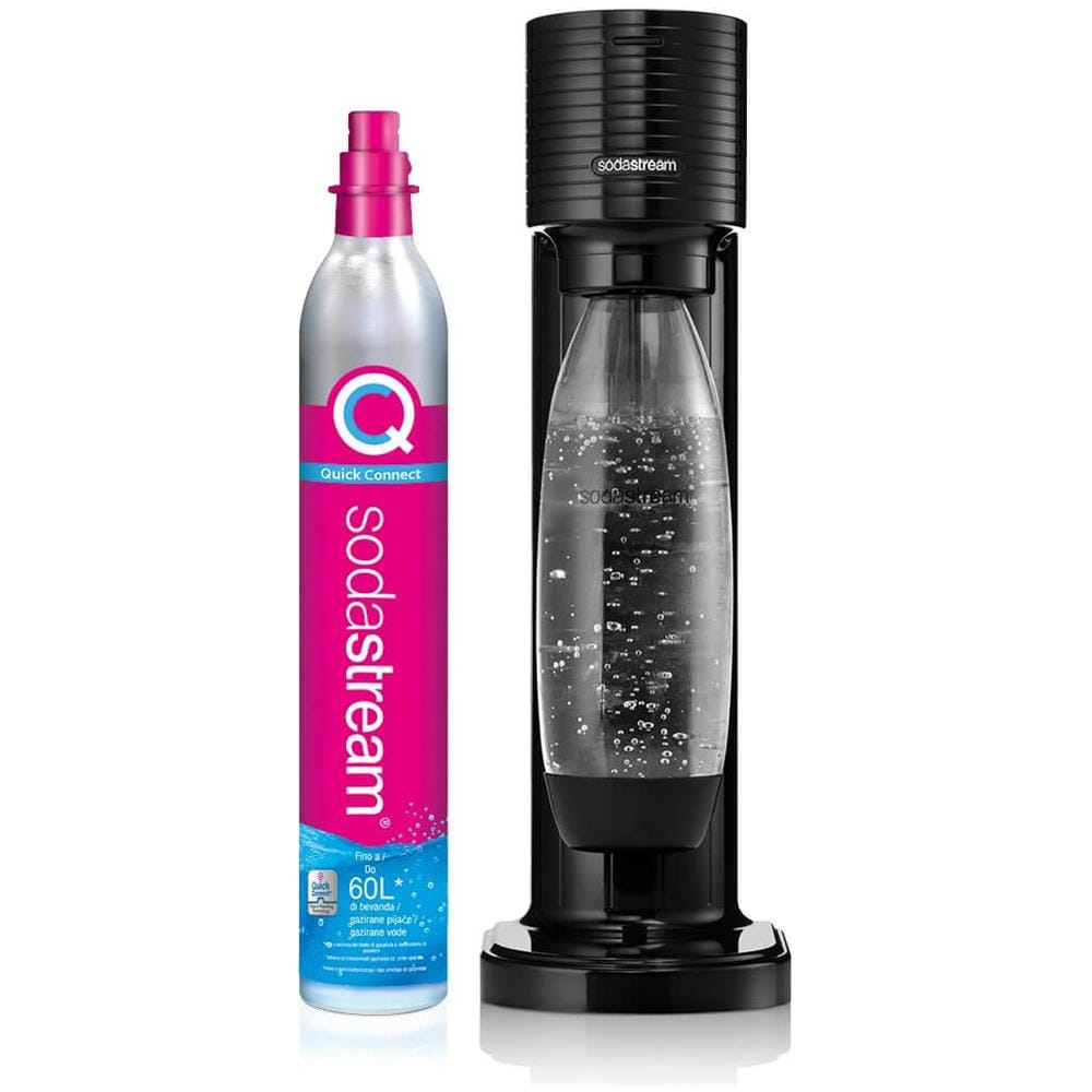 Gasatore Gaia con Nuovo Cilindro Gas CO2 CQC a Incastro Rapido e Bottiglia in PET da 1 Litro Lavabile in Lavastoviglie Colore Nero - Foto 1