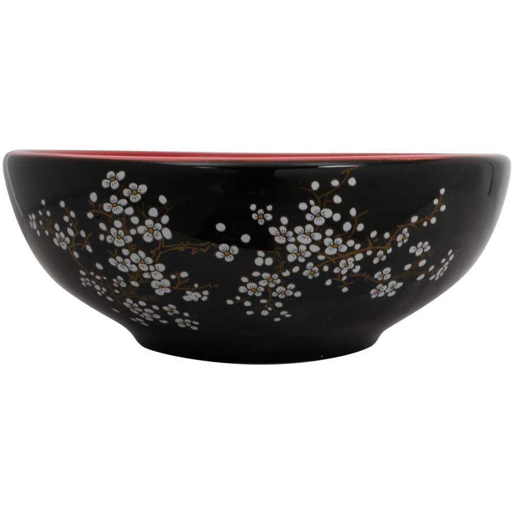 Lavabo Da Appoggio Nero E Rosso Rotondo F41x14 Cm Ceramica - Foto 2