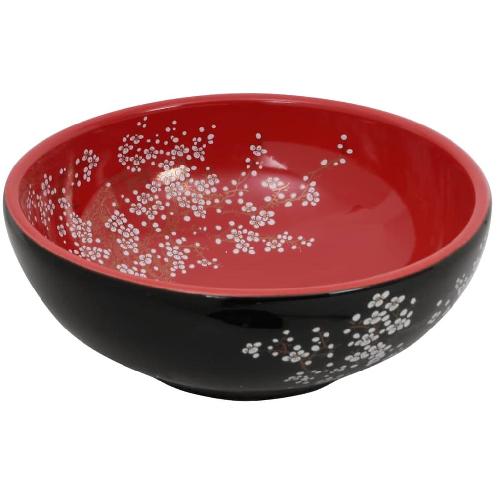 Lavabo Da Appoggio Nero E Rosso Rotondo F41x14 Cm Ceramica - Foto 3