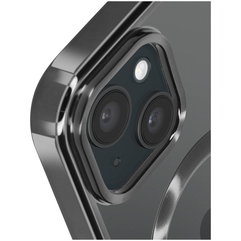 Cover Magsafe Trasparente Bordo Nero Per Iphone 15 Swissten Metallic - Foto 2