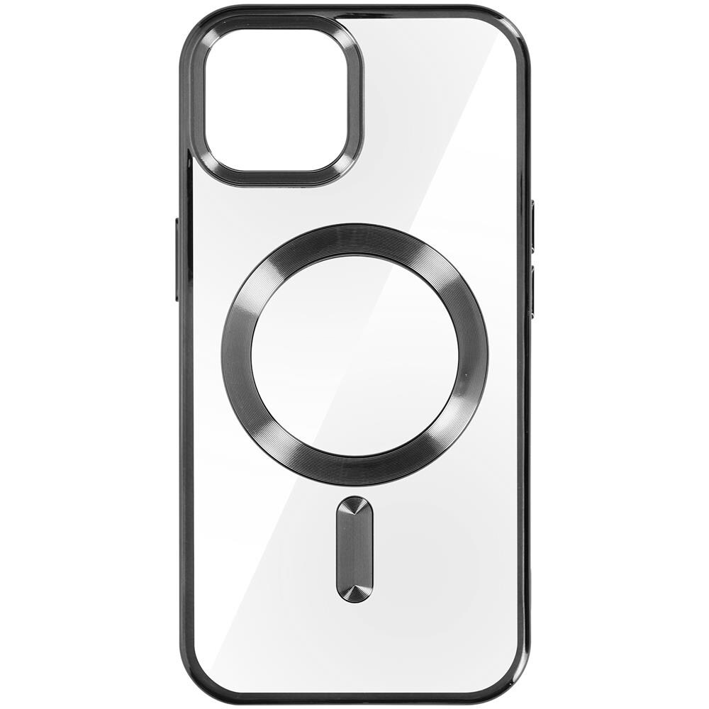 Cover Magsafe Trasparente Bordo Nero Per Iphone 15 Swissten Metallic - Foto 5
