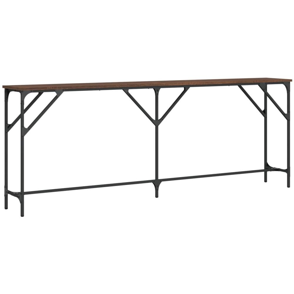 Tavolino Consolle Rovere Marrone 200x29x75 Cm Legno Multistrato - Foto 2