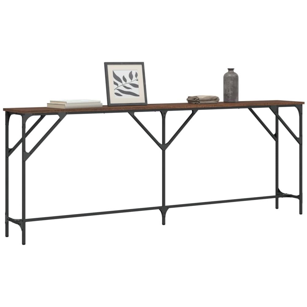 Tavolino Consolle Rovere Marrone 200x29x75 Cm Legno Multistrato - Foto 3