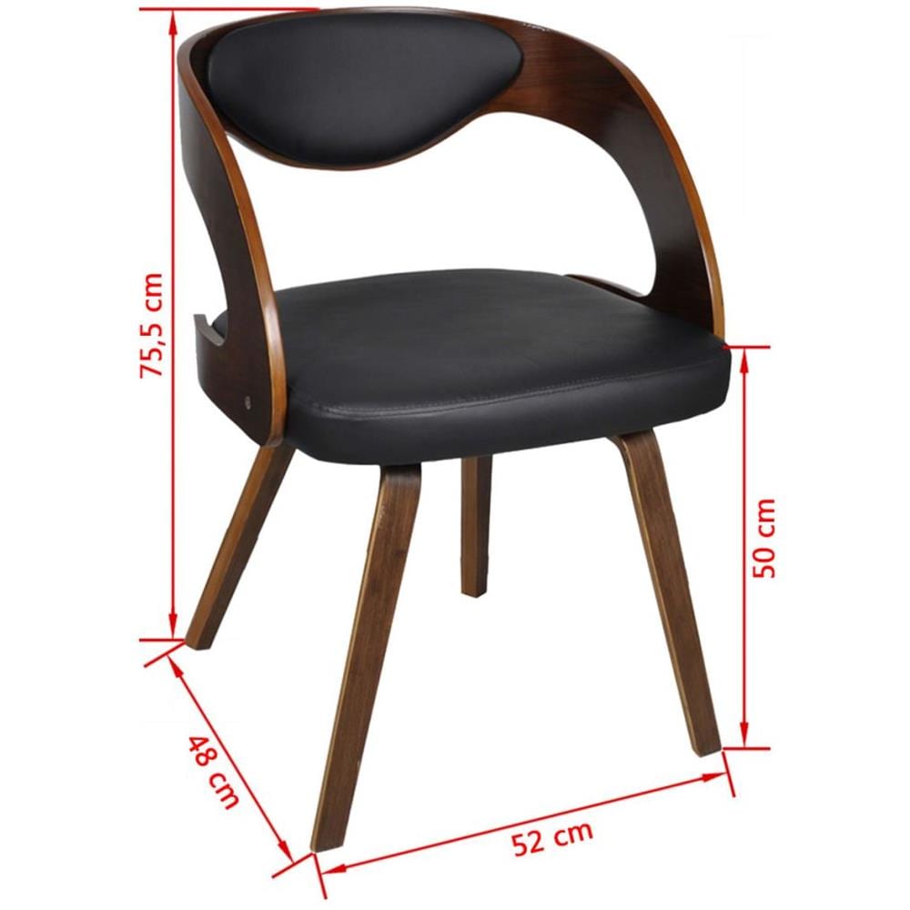 Set Di 2 Sedie Da Pranzo Curvate In Cuoio, Struttura Legno Marrone - Foto 5