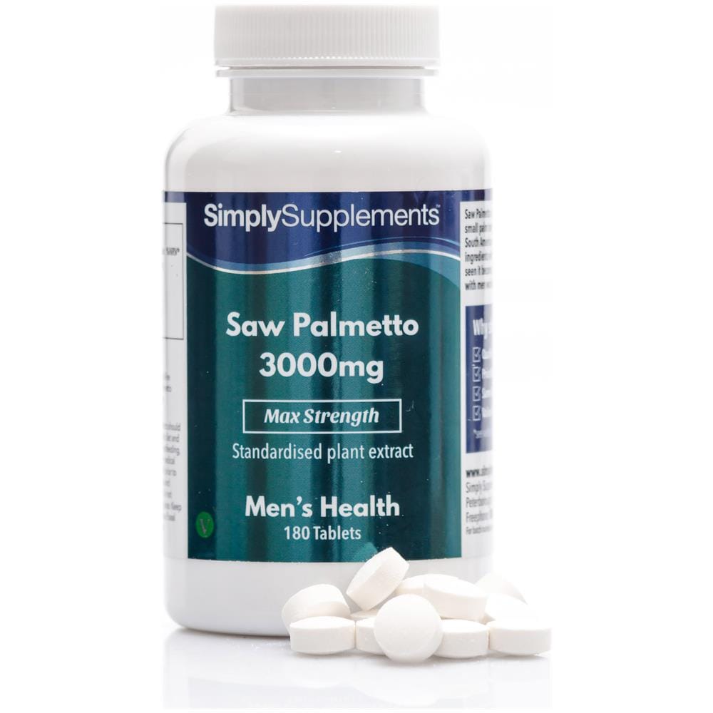 Saw Palmetto 3000mg - Per La Salute Della Prostata E Per Prevenire La Caduta Dei Capelli - 180 Compresse - 6 Mesi Di Trattamento - Foto 1