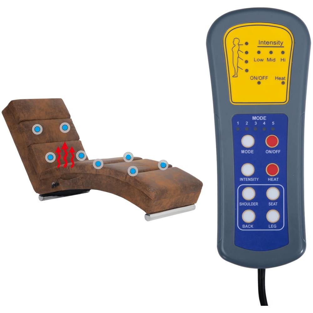 Poltrona Massaggiante Marrone In Similpelle Scamosciata - Foto 8