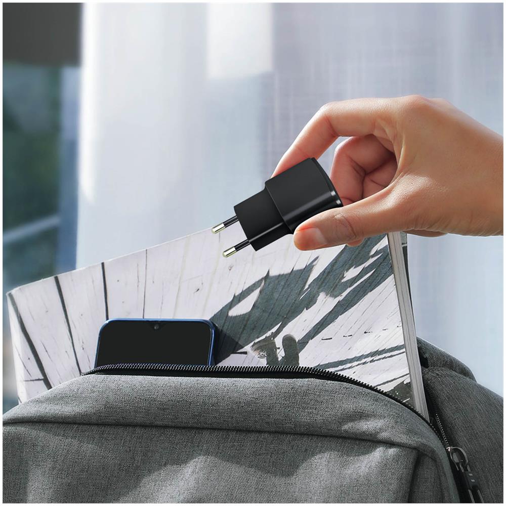 Caricabatterie Usb 1a Carica Sicura Cavo Usb Tipo C 1.2m Nero - Foto 2