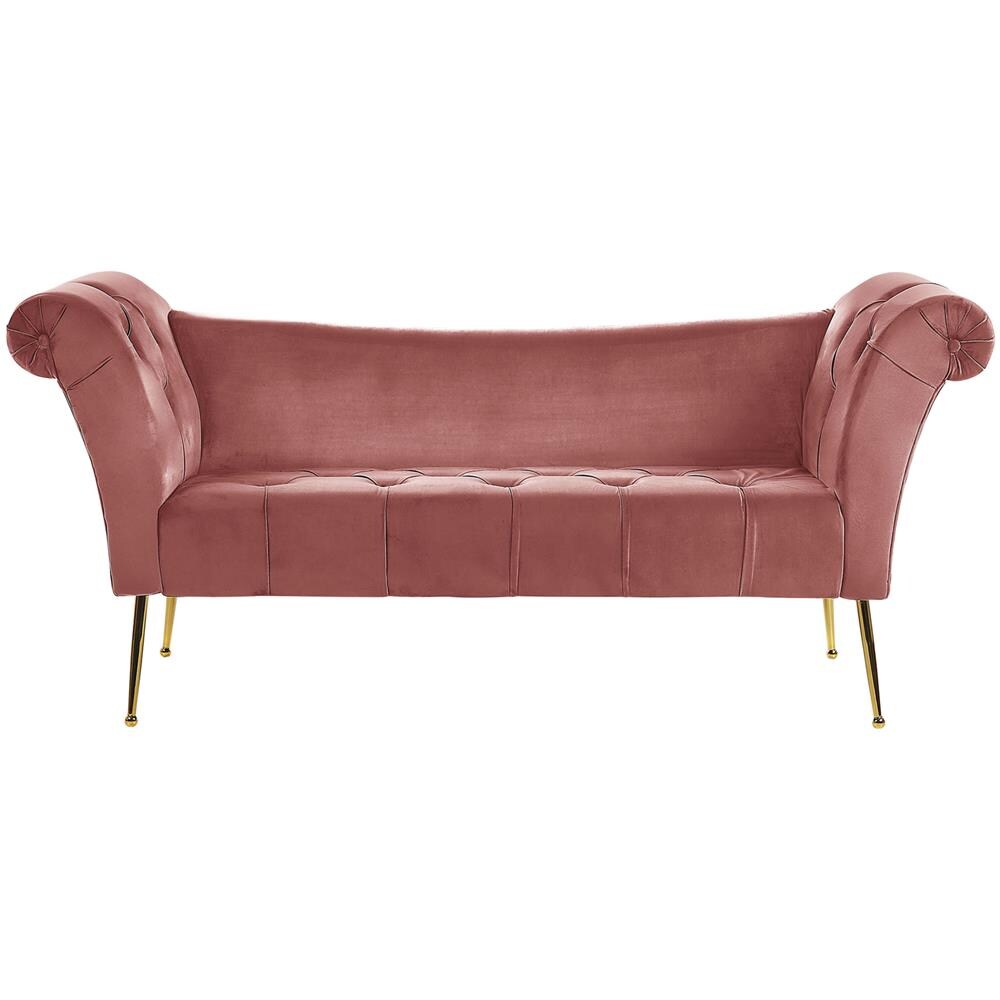 Chaise Longue In Velluto Rosa Nantilly - Foto 1