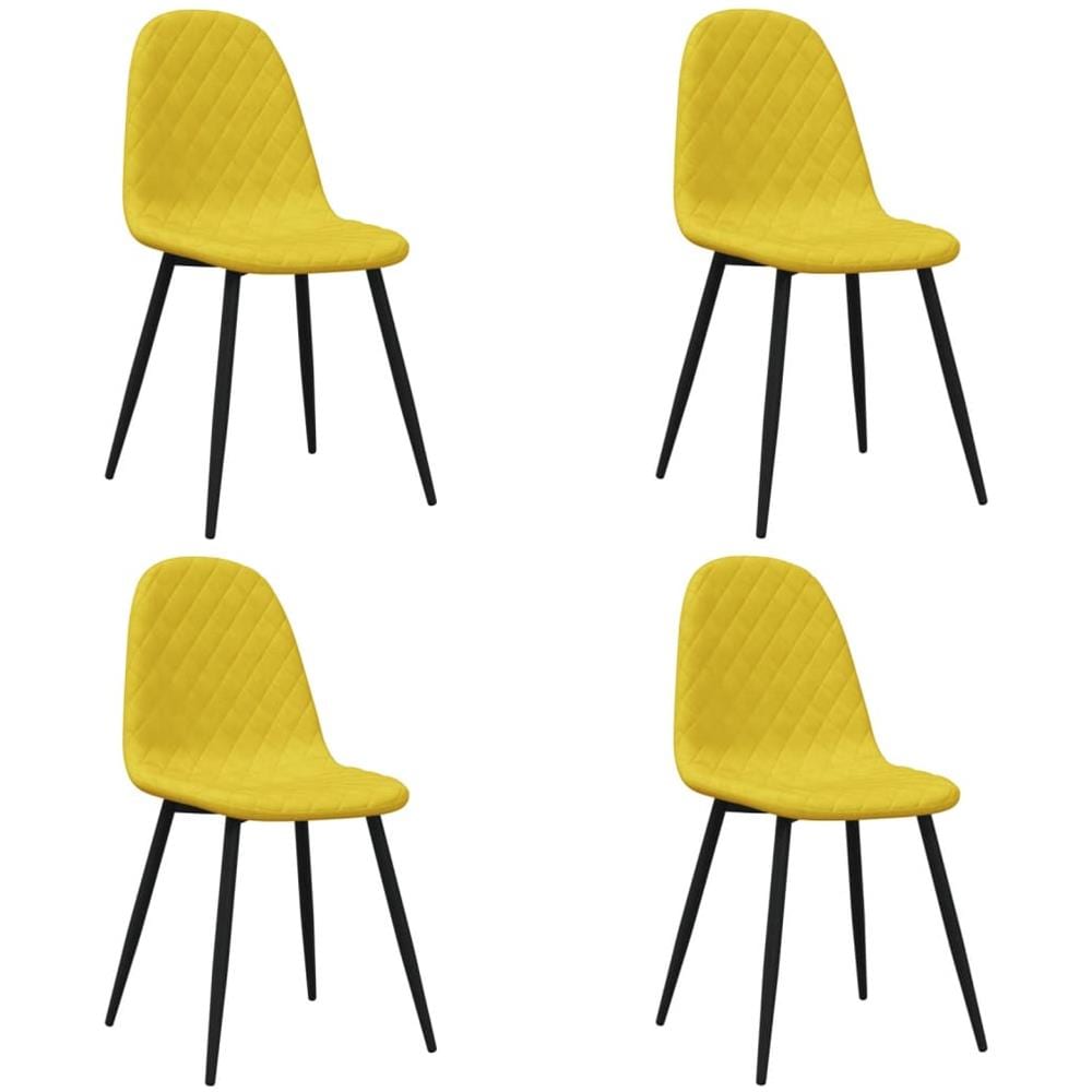 Sedie da Pranzo 4 pz Giallo Senape in Velluto - Foto 1