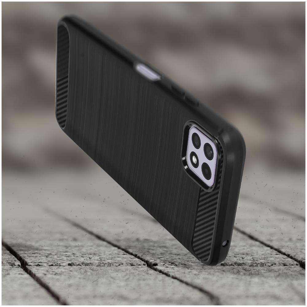 Cover Samsung A22 5g Carbonio Effetto Metallo Spazzolato Nera - Foto 2