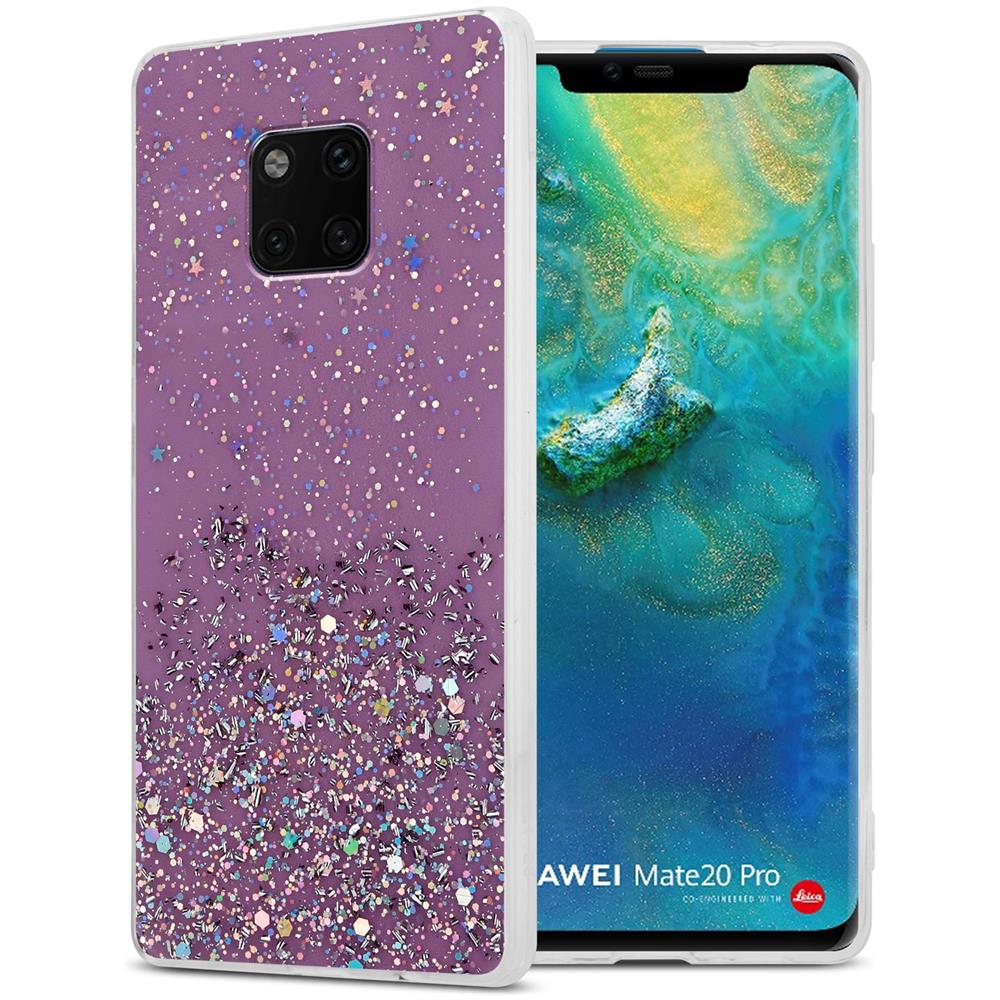 Cadorabo Custodia Compatibile Con Huawei Mate 20 Pro In Viola Con Glitter - Coperchio Protettivo In Silicone Tpu Flessibile Con Glitter Scintillanti - Foto 1