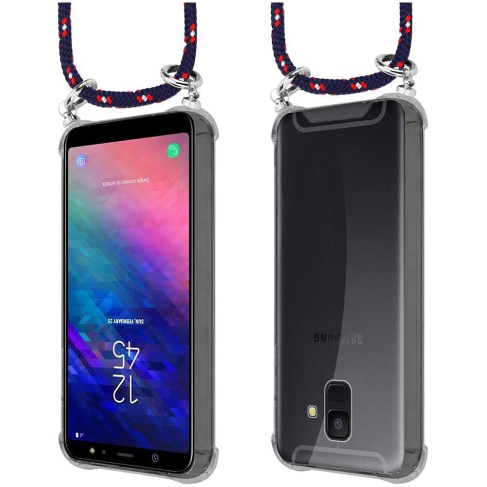 Catena Di Telefoni Cellulari Compatibile Con Samsung Galaxy A6 2018 In Blu Rosso Bianco À Pois - Coperchio Protettivo In Silicone Con Anelli D'argento, Cinturino In Corda E Custodia Staccabile - Foto 8