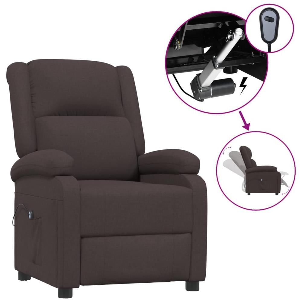 Poltrona Elettrica Reclinabile Marrone Scuro In Tessuto - Foto 1