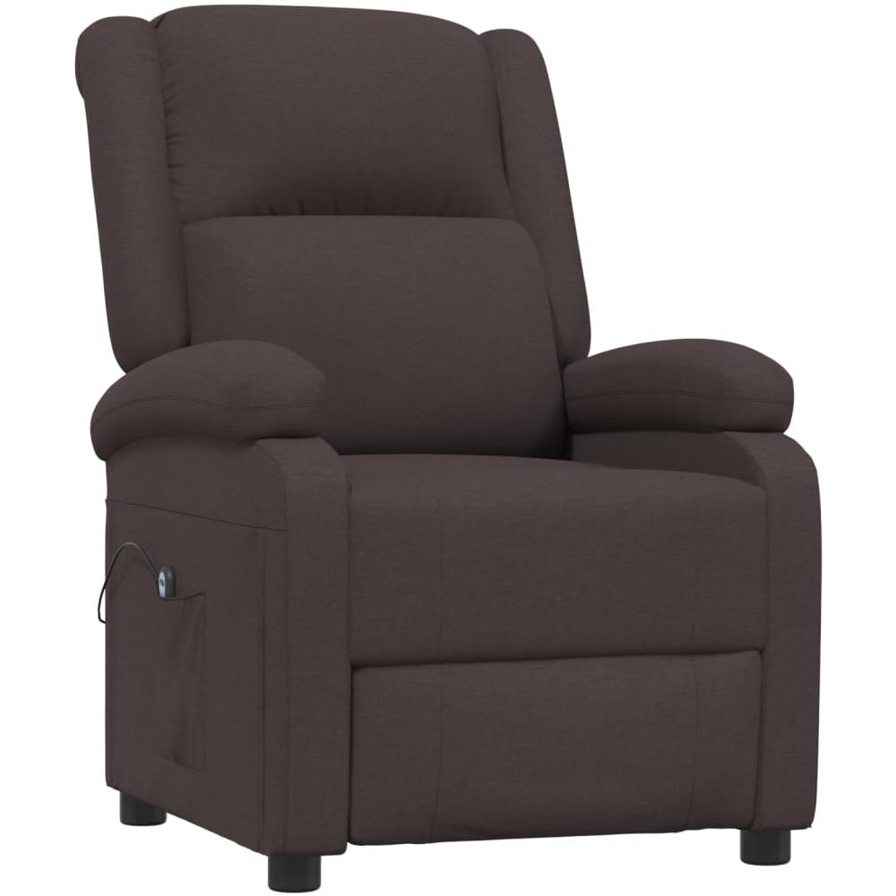 Poltrona Elettrica Reclinabile Marrone Scuro In Tessuto - Foto 2