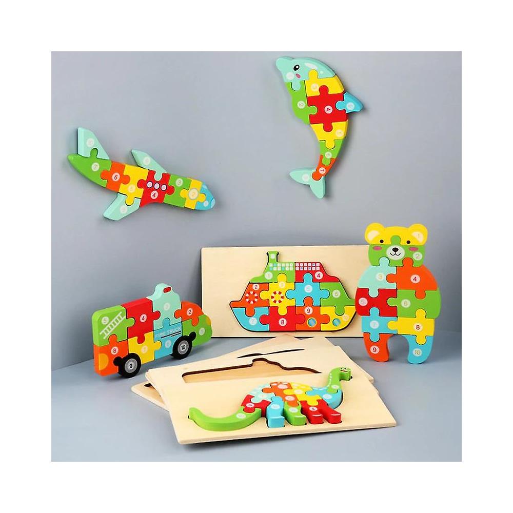 Puzzle Magnetico In Legno Per Bambini 5+ Anni - Educativo Alfanumerico, Faccia, Traffico, Forme - 6