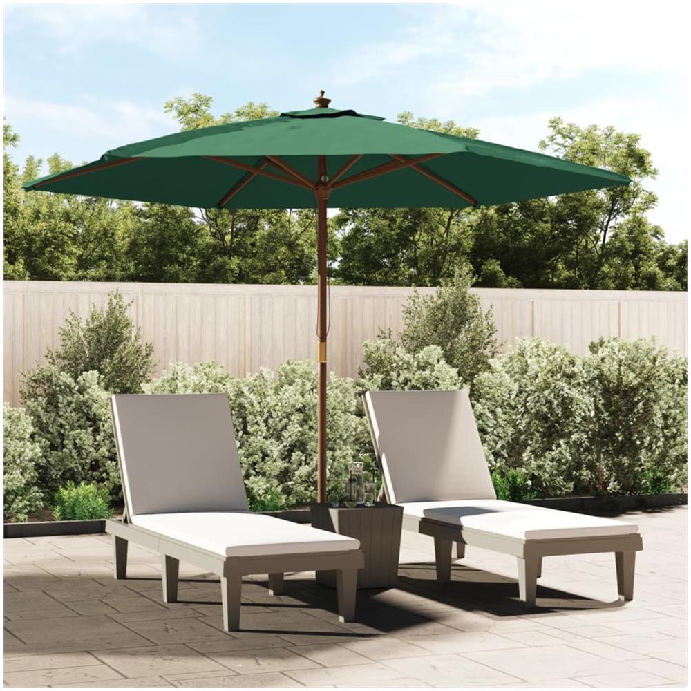 Ombrellone Da Giardino Con Palo In Legno Verde 299x240 Cm - Foto 1