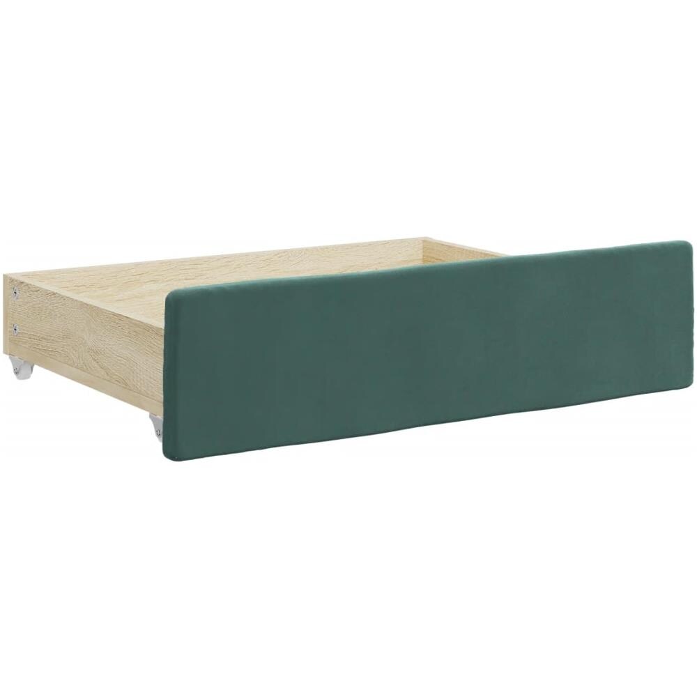 Cassetti Da Letto 2pz Verde Scuro Legno Multistrato E Velluto - Foto 3