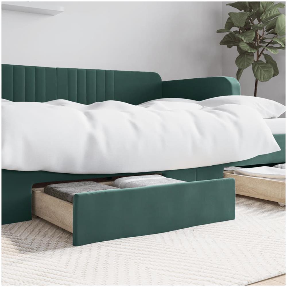 Cassetti Da Letto 2pz Verde Scuro Legno Multistrato E Velluto - Foto 1