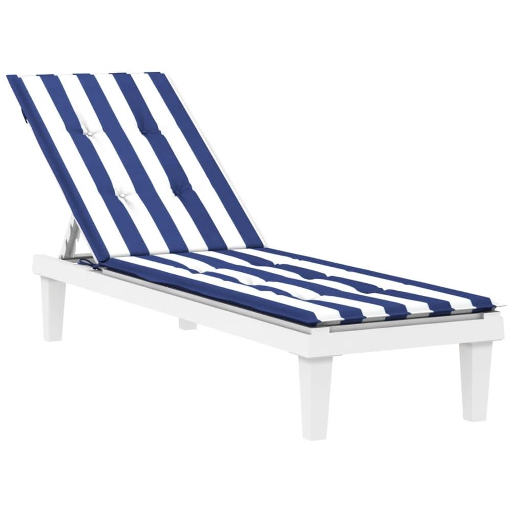 Cuscino Per Sedia Sdraio A Strisce Bianche E Blu Tessuto Oxford - Foto 3
