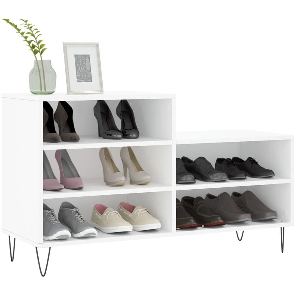 Scarpiera Bianca 102x36x60 Cm In Legno Multistrato - Foto 3