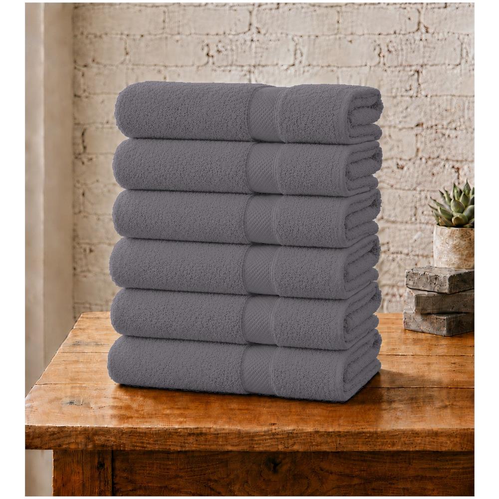 Set 6 Asciugamani Viso 55x100 cm - Eleganza e Comfort per il Tuo Bagno - Excalibur (Grigio Scuro) - Foto 1