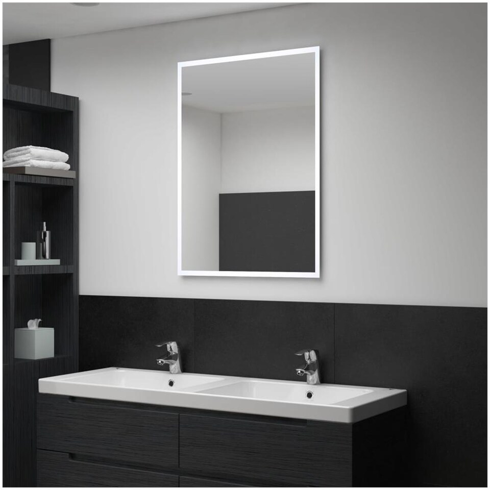 VidaXL Specchio LED Da Bagno 80x60 Cm Con Sensore Tattile – Design Moderno E Elegante, Vetro E Alluminio, IP44