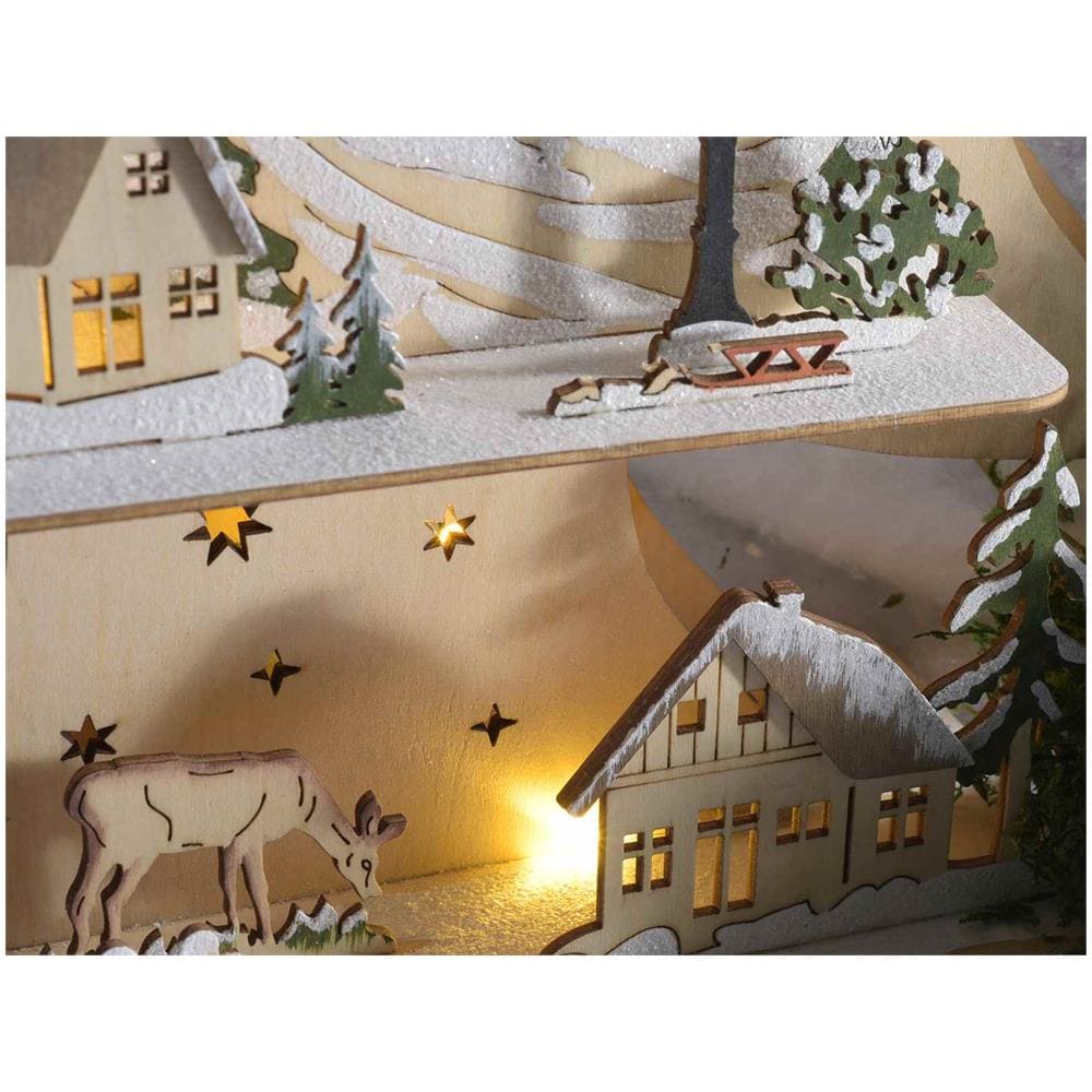 Albero Di Natale Da Tavolo In Legno Con Paesaggio Invernale E Luci Led Idea Regalo - Foto 2