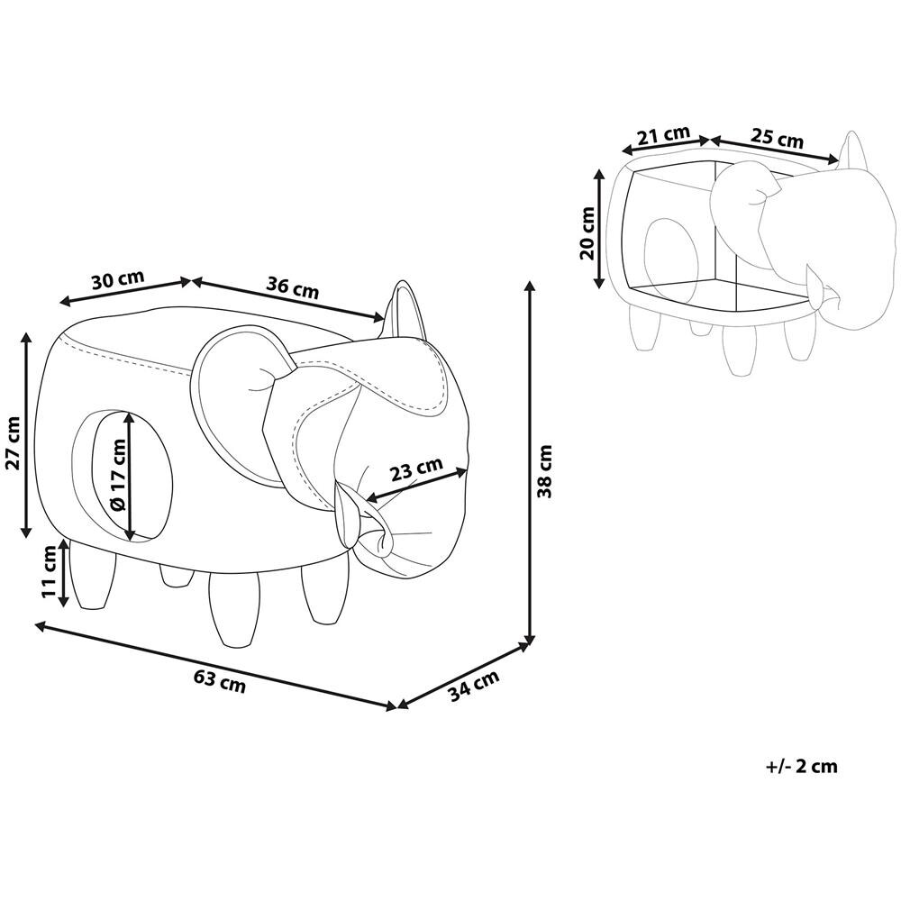 Pouf Animaletto In Tessuto Grigio Jumbo - Foto 2