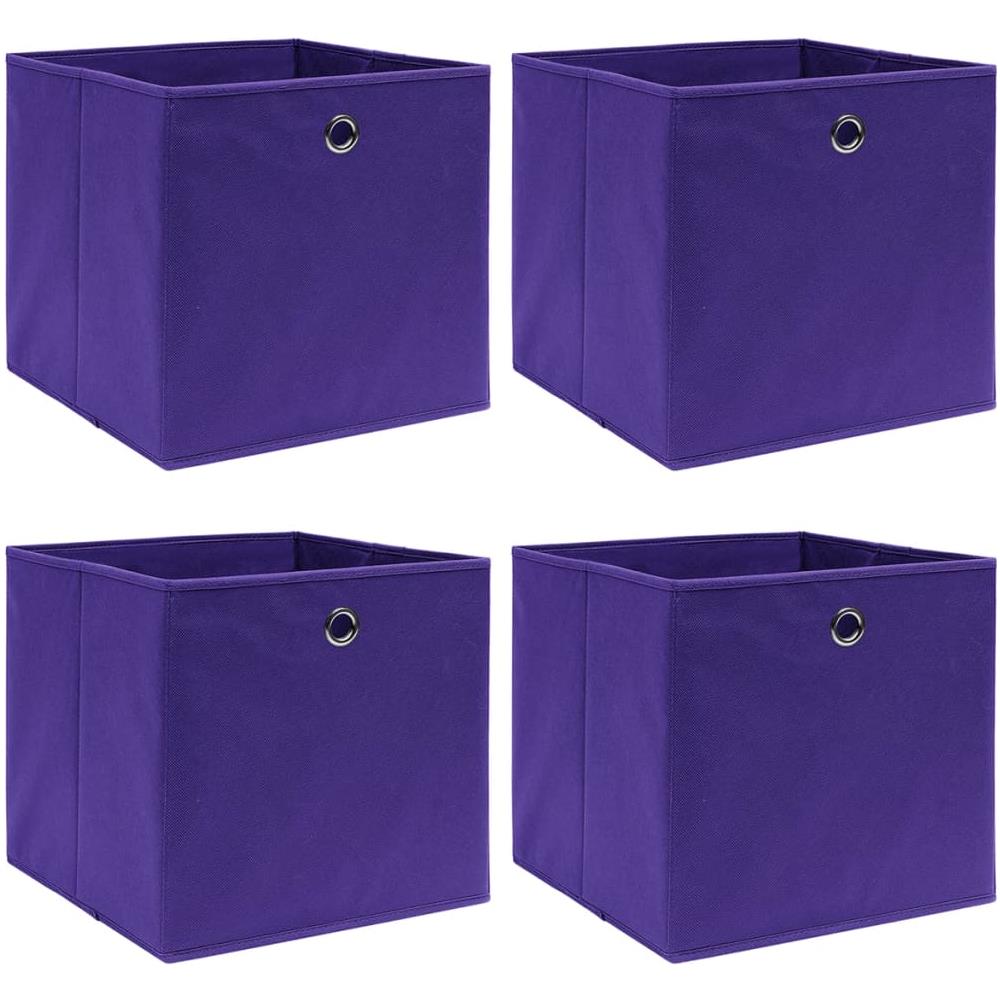 Contenitori 4 pz in Tessuto non Tessuto 28x28x28 cm Viola - Foto 1