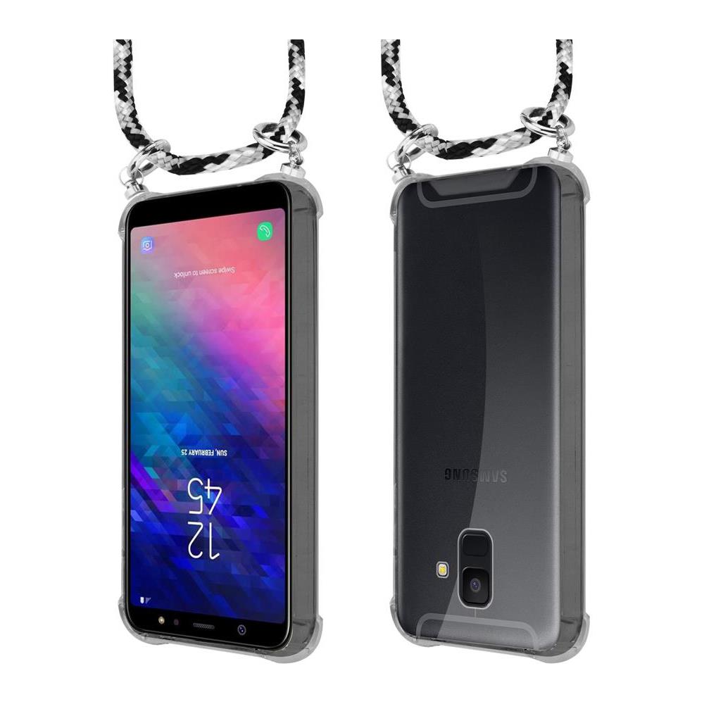 Catena Di Telefoni Cellulari Compatibile Con Samsung Galaxy A6 2018 In Nero Camouflage - Coperchio Protettivo In Silicone Con Anelli D'argento, Cinturino In Corda E Custodia Staccabile - Foto 8